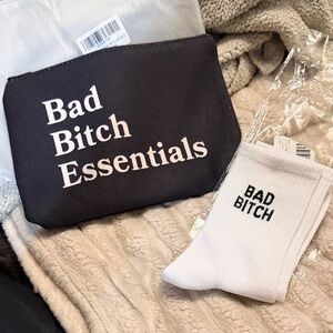 Bad B—- Essentials Pouch & Socks Set - Black & White